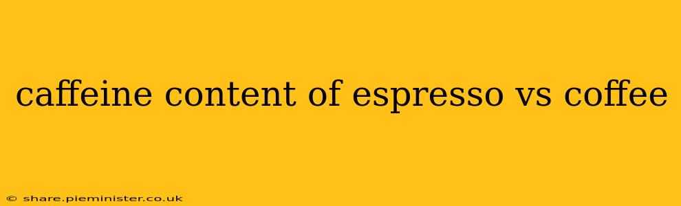 caffeine content of espresso vs coffee