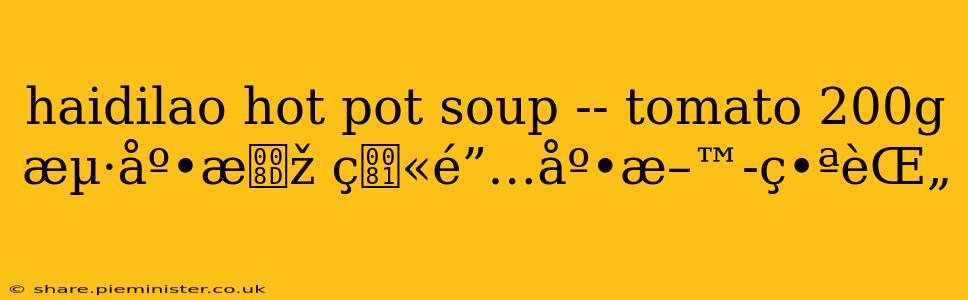 haidilao hot pot soup -- tomato 200g æµ·åº•æž ç«é”…åº•æ–™-ç•ªèŒ„