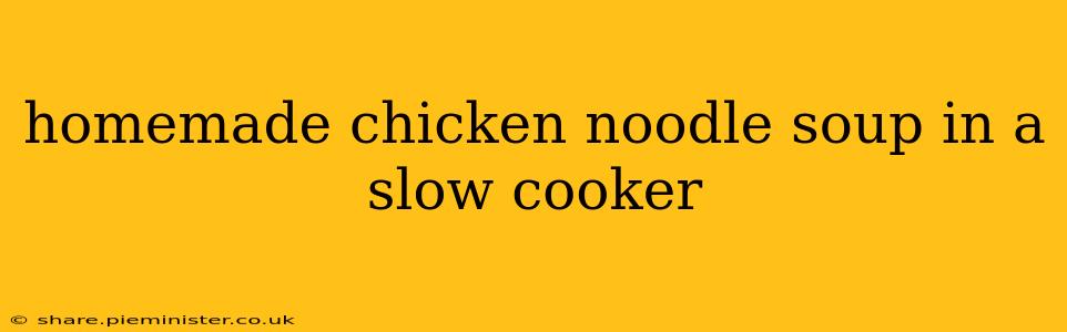 homemade chicken noodle soup in a slow cooker