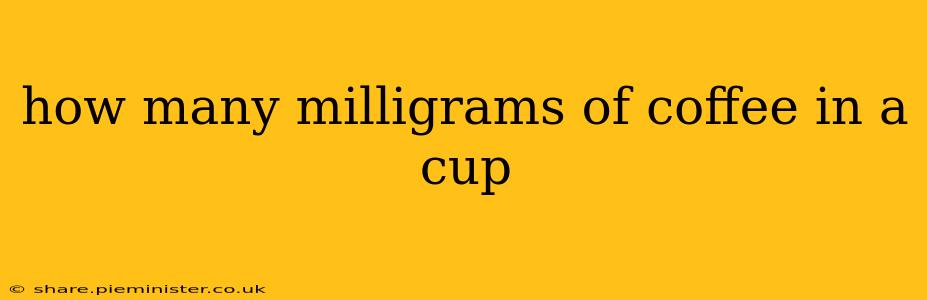 how many milligrams of coffee in a cup