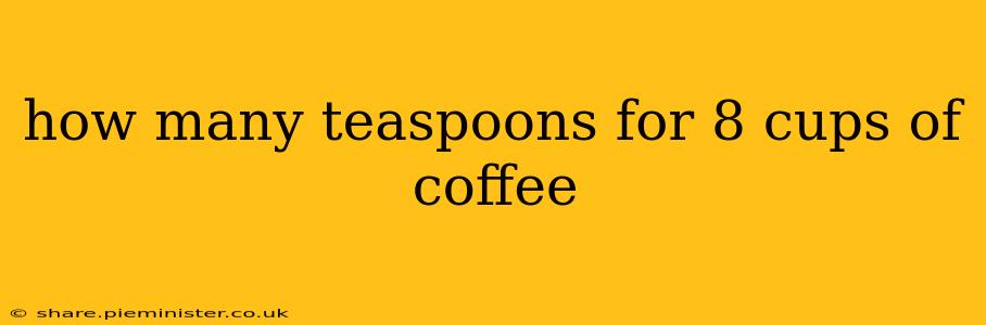 how many teaspoons for 8 cups of coffee