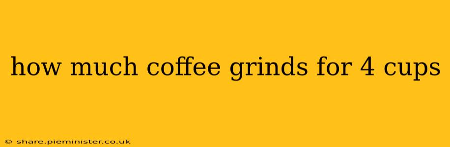 how much coffee grinds for 4 cups