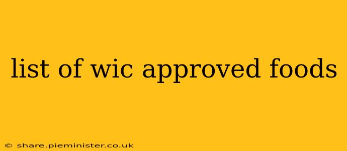 list of wic approved foods