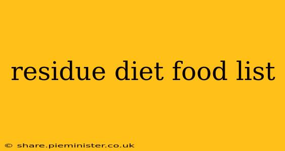 residue diet food list