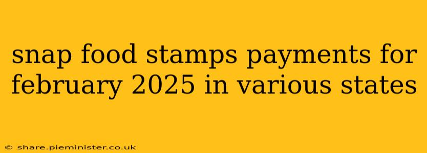 snap food stamps payments for february 2025 in various states