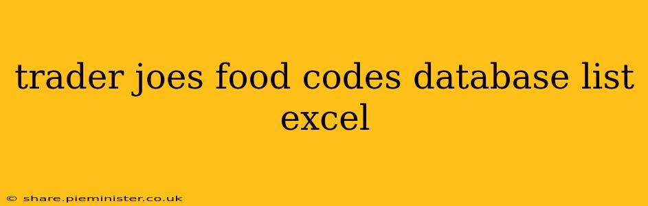 trader joes food codes database list excel