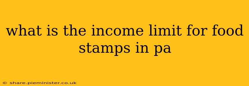 what is the income limit for food stamps in pa