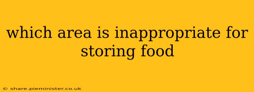 which area is inappropriate for storing food